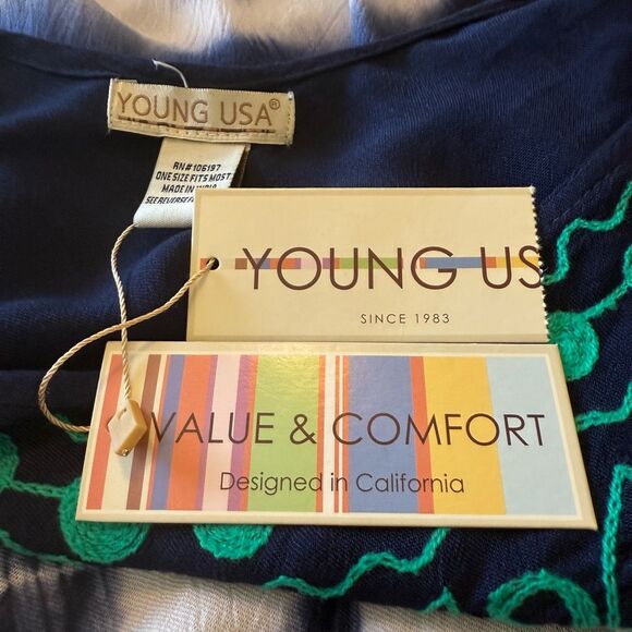 NEW Young USA Blue & Green Tie Dye Swim Cover/Dress Sz OS, Boho, Vacation - Picture 11 of 12
